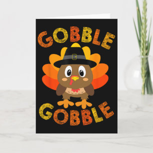 Tarjeta Gobble Turquía Pequeños chicos Chicas niños Acción