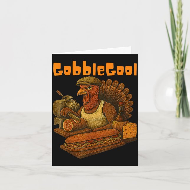 Tarjeta Gobbol Turkey Day Thanksgiving Funny Gobble Thankf (Anverso)