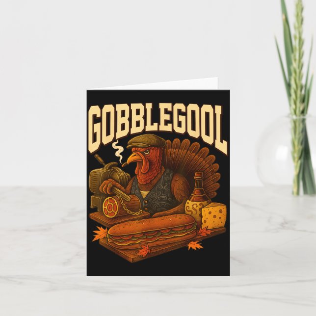 Tarjeta Gobbol Turkey Gobble Gool Thanksgiving Retro  (Anverso)