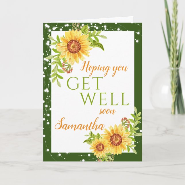 Tarjeta Goce del verde del girasol floral (Anverso)