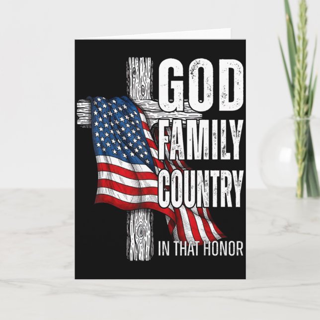 Tarjeta God Family Country American Flag Christian Patriot (Anverso)