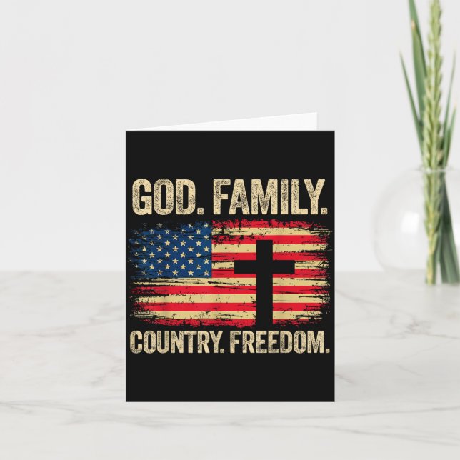 Tarjeta God Family Country Dom Usa Flag Cross  (Anverso)