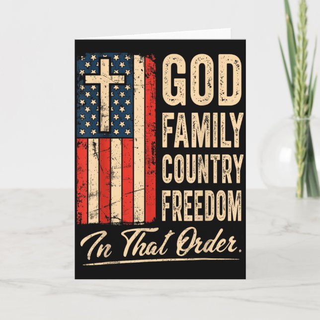 Tarjeta God Family Country Freedom In That Order Usa Flag  (Anverso)