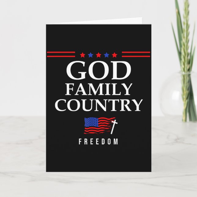 Tarjeta God Family Country Us Flag Christian Saying Dom Je (Anverso)