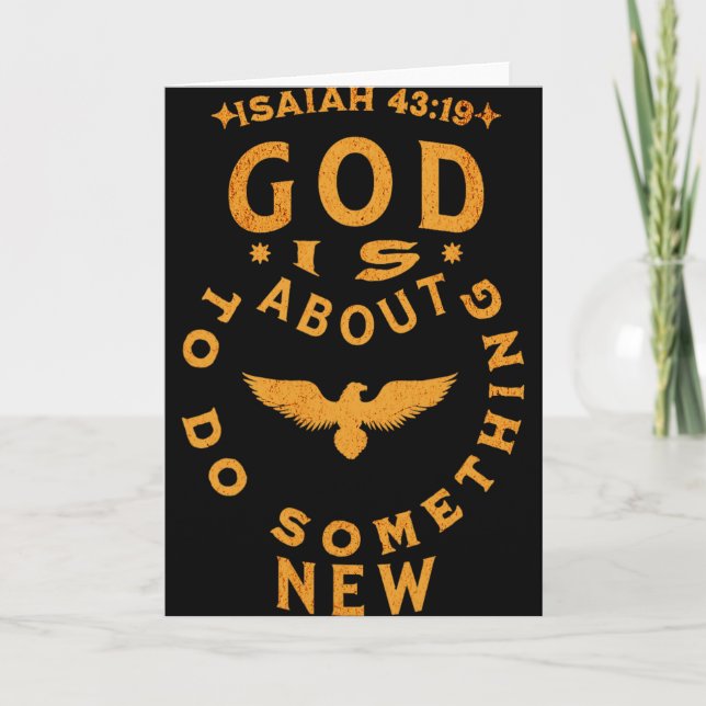 Tarjeta God Is About To Do Soing New Isaiah 4319  (Anverso)