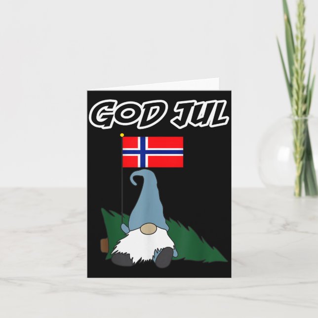 Tarjeta God Jul Norwegian Gnome Merry Christmas Norway Tee (Anverso)