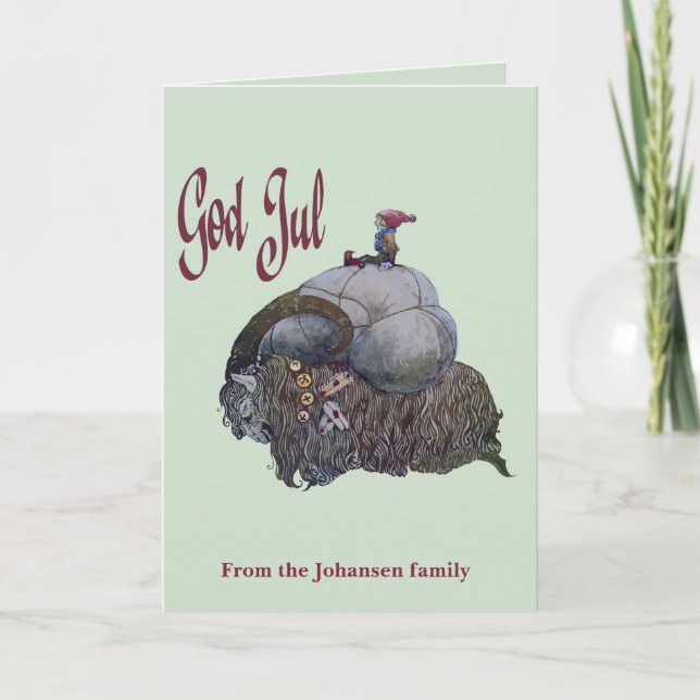Tarjeta God Jul Scandinavian Julbocken Yule Goat After Joh (Anverso)