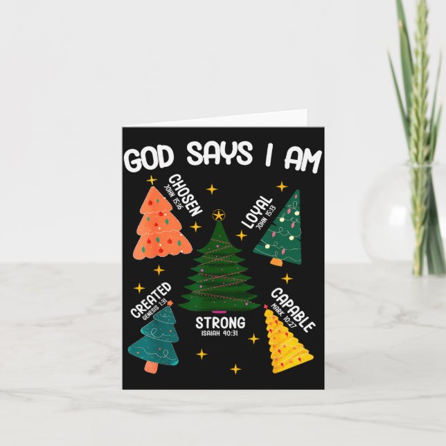 Tarjeta God Says I Am Christmas Tree Lover Men Women Chris (Anverso)