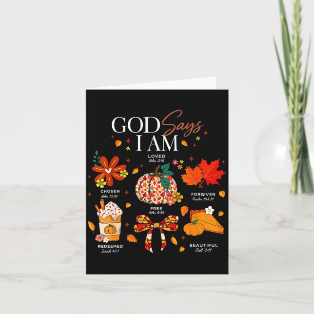 Tarjeta God Says I Am Fall Vibes Autumn Christian Women Me (Anverso)