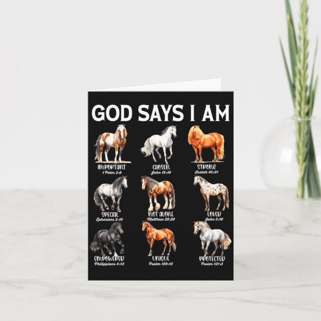 Tarjeta God Says I Am Horse Christian Girl Teen Boy Bible  (Anverso)