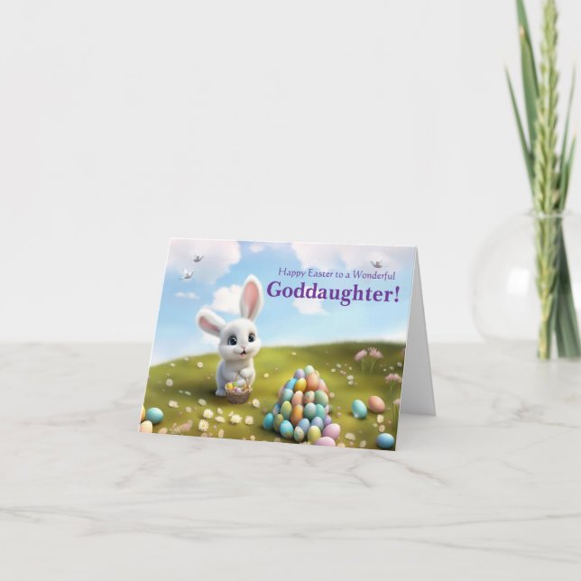 Tarjeta Goddaughter Happy Easter with Happy Easter Bunny  (Anverso)