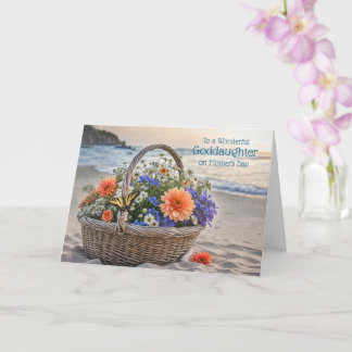 Tarjeta Goddaughter Happy Mothers Day Beach Flowers