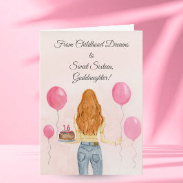 Tarjeta Goddaughter Sweet Sixteen Girl Jeans Celebrating