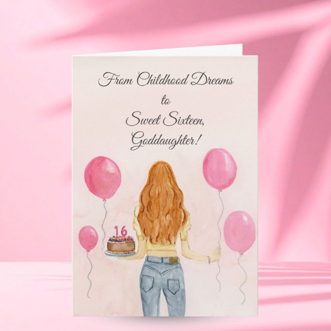 Tarjeta Goddaughter Sweet Sixteen Girl Jeans Celebrating (Subido por el creador)