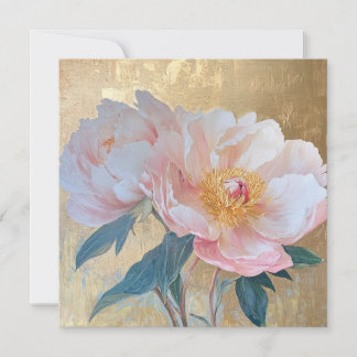 Tarjeta Goden Elegant Pink Peony Flowers