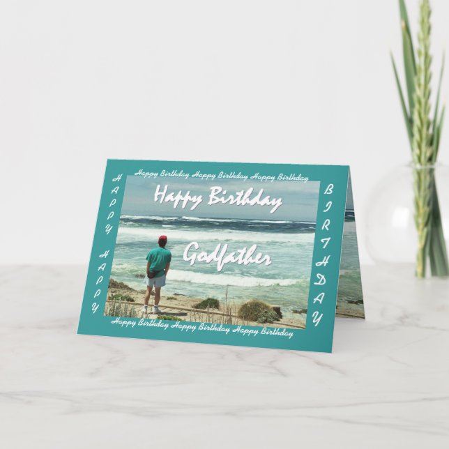 Tarjeta GODFATHER Feliz cumpleaños - Olas de hombre y océa (Anverso)