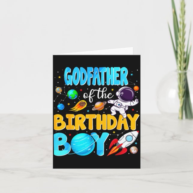 Tarjeta Godfather Of The Birthday Boy Space Astronaut 1st  (Anverso)