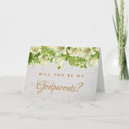 Tarjeta Godfather Propuesta Floral Lilies Marble Card