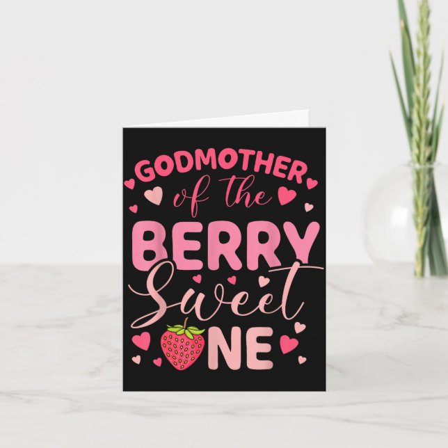 Tarjeta Godmother of the berry sweet one strawberry first (Anverso)