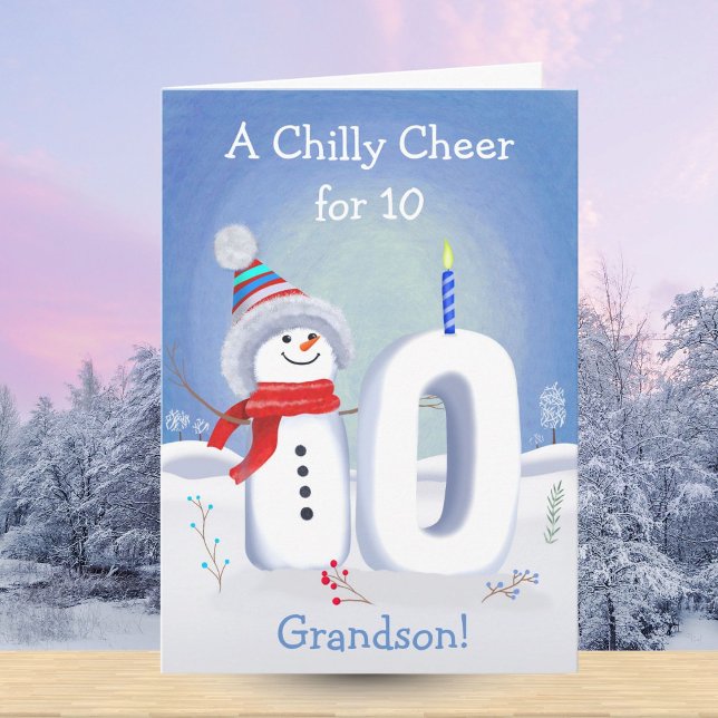 Tarjeta Godson 10th Birthday Snowman Snowy Ten (Subido por el creador)