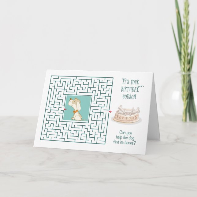 Tarjeta Godson asombroso Cumpleaños Puzzle Maze Dog (Anverso)