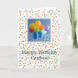 Tarjeta Godson, globos coloreados de 11 años