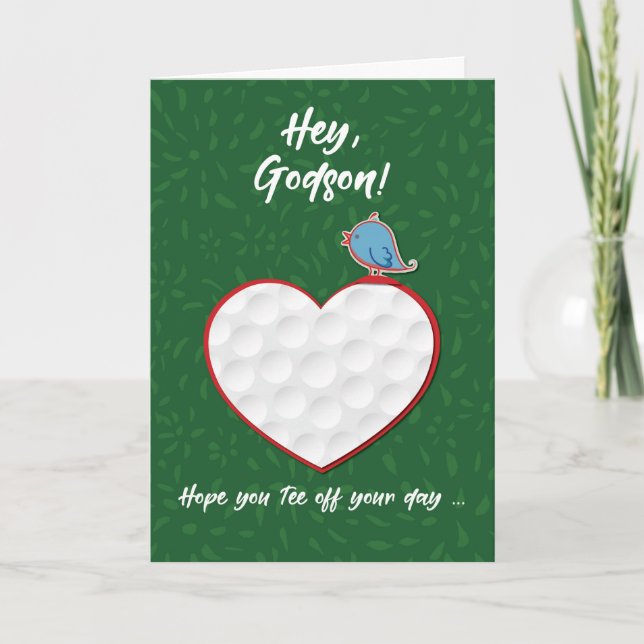 Tarjeta Godson Golf Sports Heart Valentine Preteen & Adole (Anverso)