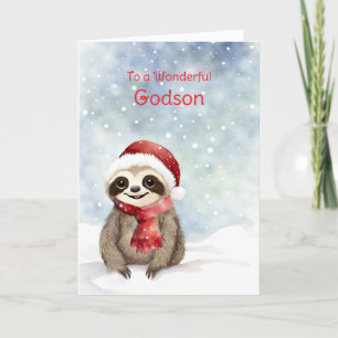 Tarjeta Godson Happy Holidays Cute Slote con Santa Hat