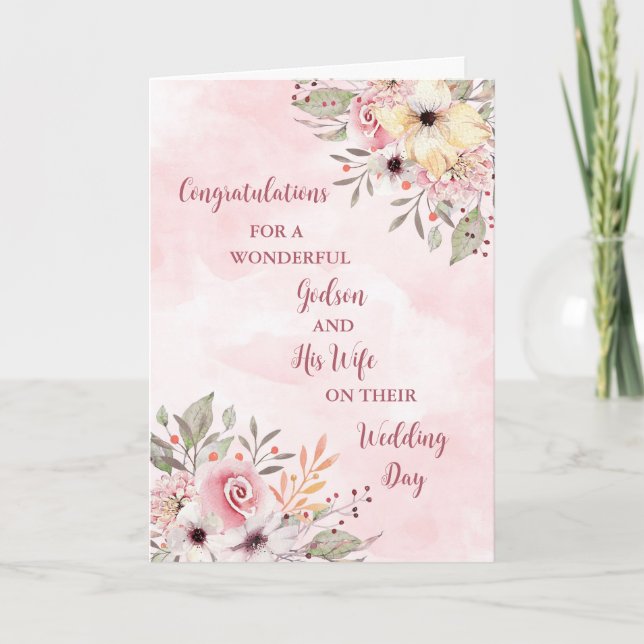Tarjeta Godson y su esposa Boda felicitaciones (Anverso)