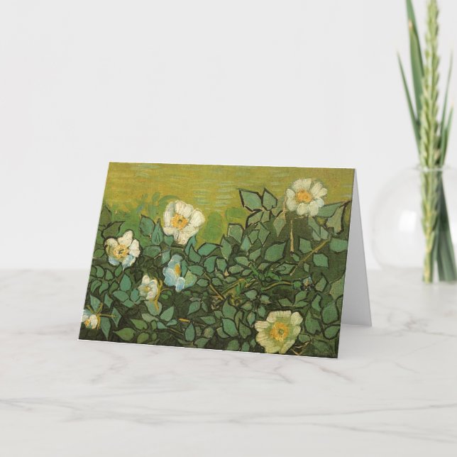 Tarjeta Gogh Rosas salvajes Flores florecen Vines Arte Vin (Anverso)