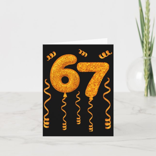 Tarjeta Gold 67 Party Balloons Funny 67 Meme Christmas 67  (Anverso)