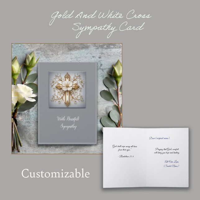 Tarjeta Gold And White Cross Sympathy (Subido por el creador)