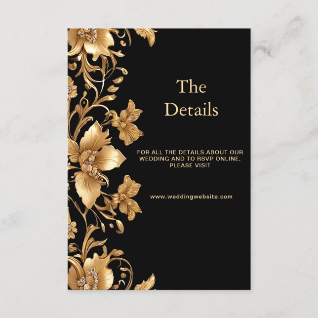 Tarjeta Gold Black Ornate Floral Detail (Anverso)
