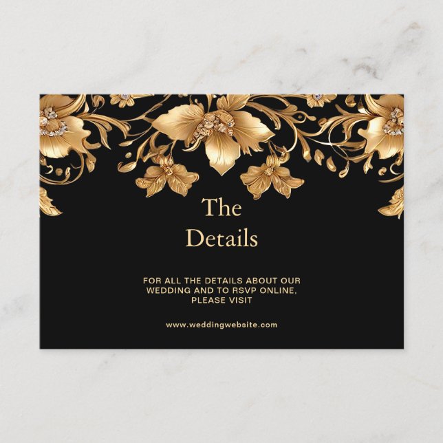 Tarjeta Gold Black Ornate Floral Detail (Anverso)