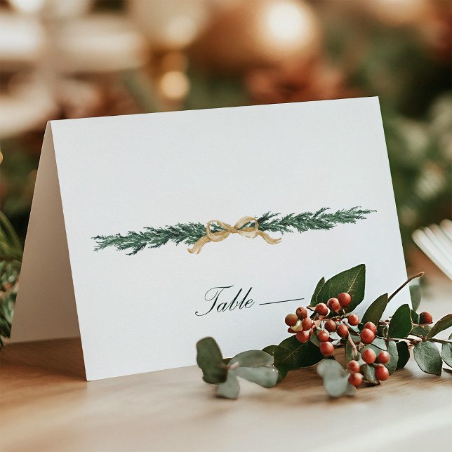 Tarjeta Gold Bow & Greenery Border Wedding Place Card (Subido por el creador)