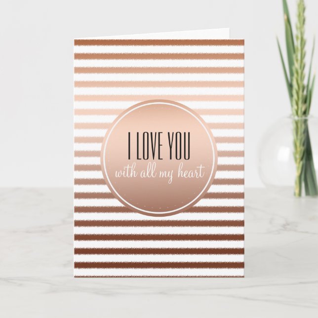 Tarjeta Gold Bronze Ombre Stripes Love (Anverso)