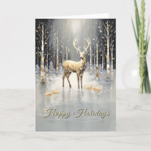 Gold Christmas Reindeer Holiday Card