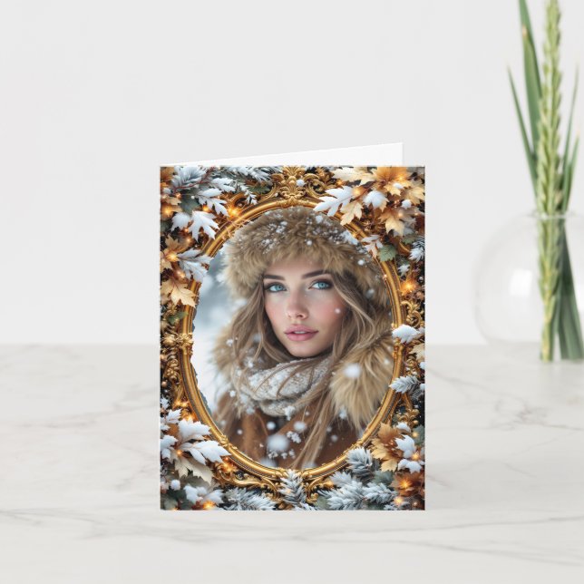 Tarjeta Gold Custom Image Winter Frame (Anverso)