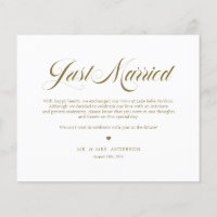 Tarjeta Gold Elegant Bold Calligraphy Just Married