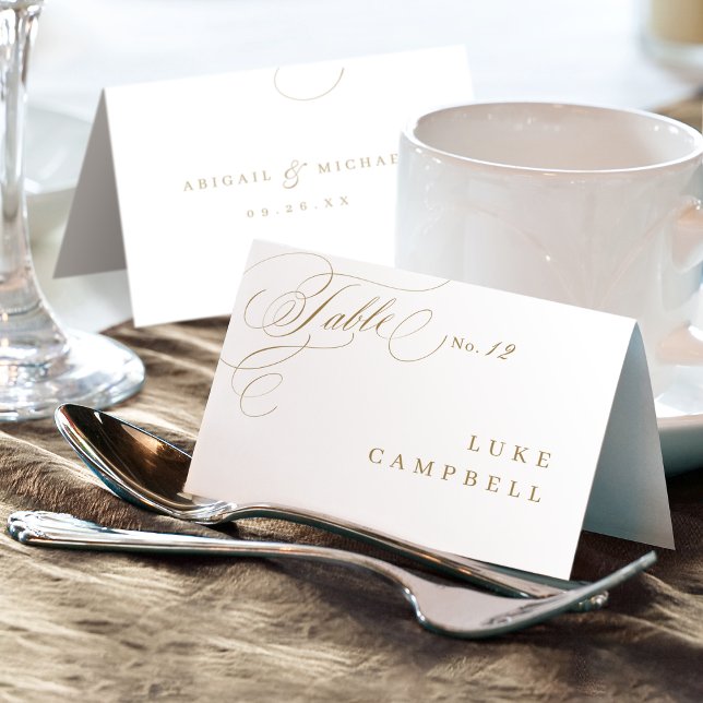 Tarjeta Gold elegante de caligrafía vintage (Gold elegant classy calligraphy vintage Place Card)