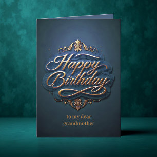 Tarjeta Gold Filigree Swirls y elegante guión cumpleaños