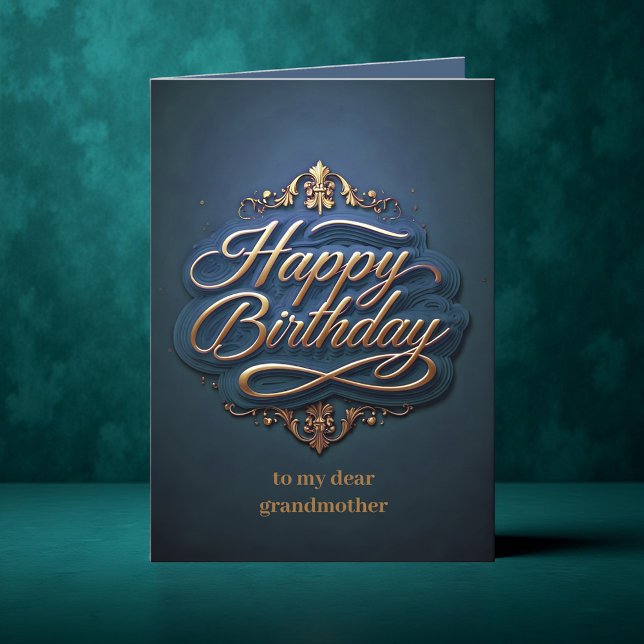Tarjeta Gold Filigree Swirls y elegante guión cumpleaños (Subido por el creador)