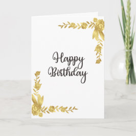 Tarjeta Gold Floral Feliz cumpleaños