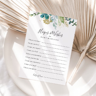 Tarjeta Gold Floral Green Baby Shower Hopes & Wier