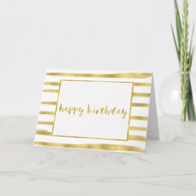 Tarjeta Gold Glitz Stripes Cumpleaños (Anverso)
