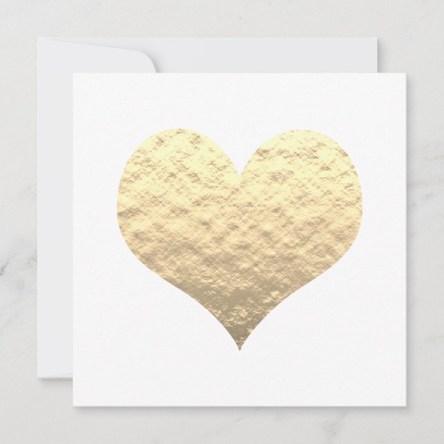 Tarjeta Gold Heart Cute El día de San Valentín 2023 Golden (Anverso)