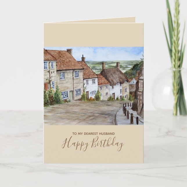 Tarjeta Gold Hill, Shaftesbury, pintura Dorset Watercolor (Anverso)