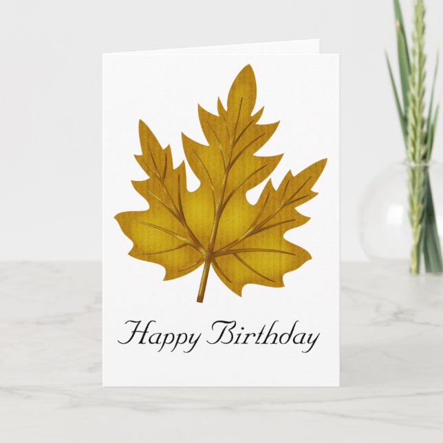 Tarjeta Gold Leaf Fall Season Happy Birday Card (Anverso)