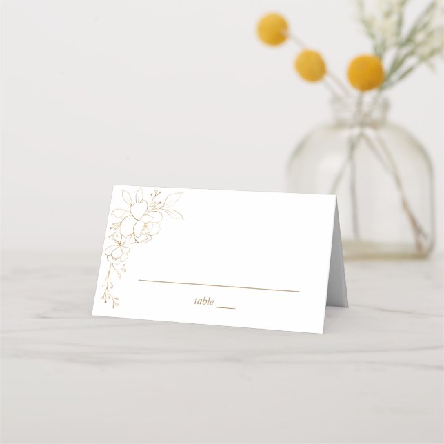Tarjeta Gold Lined Floral White & Gold Place (Anverso)