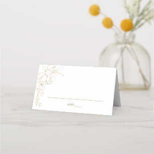 Tarjeta Gold Lined Floral White & Gold Place